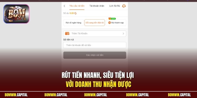 Rút tiền nhanh, siêu tiện lợi với doanh thu nhận được